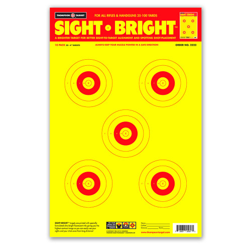 Sight Bright 12.5"x19" Paper Bullseye Shooting Targets by Thompson