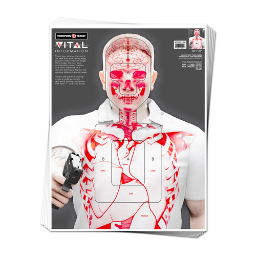 Thompson Target Vital Information Life-Size Human Anatomy 19"x25" Paper Shooting Targets