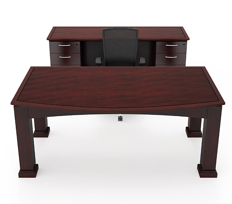 Emerald Bowfront Executive Desk Table with Kneespace Credenza DEXA