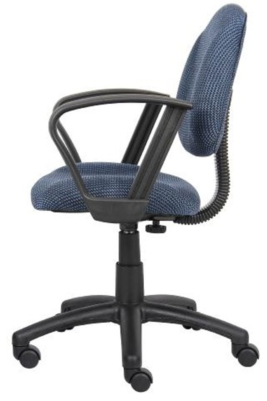 Blue Fabric Deluxe Posture Task Chair with Loop Arms DEXA Commercial