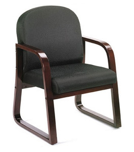 Black Fabric Mahogany Wood Finish Guest Chair Black Fabric Mahogany Wood Finish Guest Chair