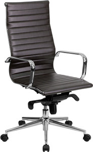 High Back Brown Ribbed Leather Executive Office Chair High Back Brown Ribbed Leather Executive Office Chair