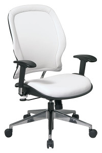 White Vinyl Managers Chair with Polished Aluminum Base White Vinyl Managers Chair with Polished Aluminum Base