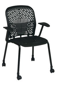 Raven Black Seat and Back Visitors Chairs with Arms and Casters Raven Black Seat and Back Visitors Chairs with Arms and Casters