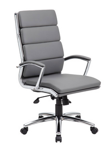 Grey and Chrome Modern High-Back Executive Chair Grey and Chrome Modern High-Back Executive Chair