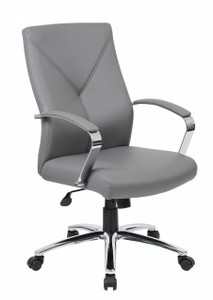 Grey High Back Leather Contemporary Executive Chair Grey High Back Leather Contemporary Executive Chair