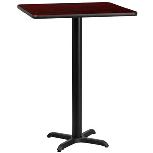 24'' Square Mahogany Laminate Table Top with 22'' x 22'' Bar Height Table Base 24'' Square Mahogany Laminate Table Top with 22'' x 22'' Bar Height Table Base