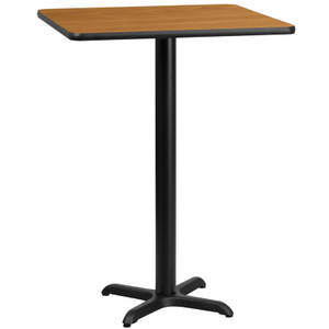 24'' Square Natural Laminate Table Top with 22'' x 22'' Bar Height Table Base 24'' Square Natural Laminate Table Top with 22'' x 22'' Bar Height Table Base