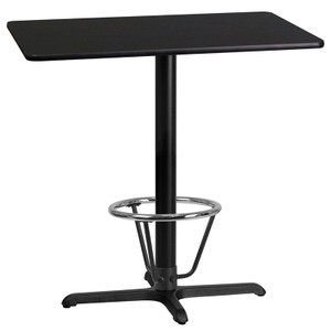 24'' x 42'' Rectangular Black Laminate Table Top with 23.5'' x 29.5'' Bar Height Table Base and Foot Ring 24'' x 42'' Rectangular Black Laminate Table Top with 23.5'' x 29.5'' Bar Height Table Base and Foot Ring