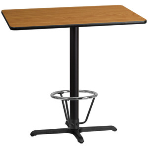 30'' x 42'' Rectangular Natural Laminate Table Top with 23.5'' x 29.5'' Bar Height Table Base and Foot Ring 30'' x 42'' Rectangular Natural Laminate Table Top with 23.5'' x 29.5'' Bar Height Table Base and Foot Ring
