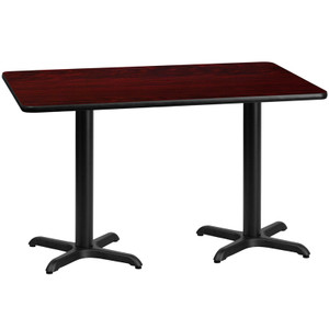 30'' x 60'' Rectangular Mahogany Laminate Table Top with 22'' x 22'' Table Height Bases 30'' x 60'' Rectangular Mahogany Laminate Table Top with 22'' x 22'' Table Height Bases