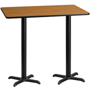30'' x 60'' Rectangular Natural Laminate Table Top with 22'' x 22'' Bar Height Table Bases 30'' x 60'' Rectangular Natural Laminate Table Top with 22'' x 22'' Bar Height Table Bases