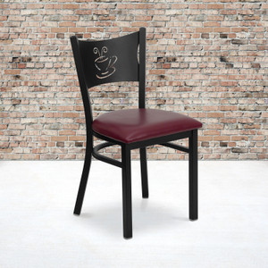 HERCULES Series Black Coffee Back Metal Restaurant Chair - Burgundy Vinyl Seat HERCULES Series Black Coffee Back Metal Restaurant Chair - Burgundy Vinyl Seat