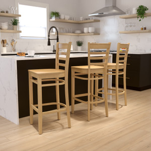 HERCULES Series Ladder Back Natural Wood Restaurant Barstool HERCULES Series Ladder Back Natural Wood Restaurant Barstool