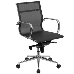 Mid-Back Transparent Black Mesh Executive Swivel Office Chair with Synchro-Tilt Mechanism and Arms Mid-Back Transparent Black Mesh Executive Swivel Office Chair with Synchro-Tilt Mechanism and Arms