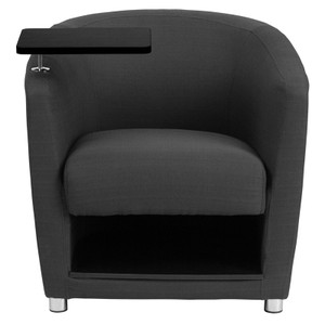 Charcoal Gray Fabric Guest Chair with Tablet Arm, Chrome Legs and Under Seat Storage Charcoal Gray Fabric Guest Chair with Tablet Arm, Chrome Legs and Under Seat Storage
