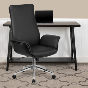 High Back Black LeatherSoft Executive Swivel Office Chair with Flared Arms High Back Black LeatherSoft Executive Swivel Office Chair with Flared Arms