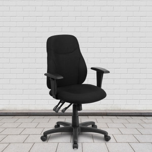 Mid-Back Black Fabric Multifunction Swivel Ergonomic Task Office Chair with Adjustable Arms Mid-Back Black Fabric Multifunction Swivel Ergonomic Task Office Chair with Adjustable Arms