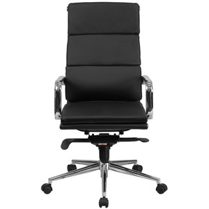 High Back Black Leather Executive Swivel Chair with Synchro-Tilt Mechanism and Arms High Back Black Leather Executive Swivel Chair with Synchro-Tilt Mechanism and Arms