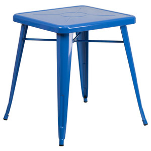 Commercial Grade 23.75" Square Blue Metal Indoor-Outdoor Table Commercial Grade 23.75" Square Blue Metal Indoor-Outdoor Table