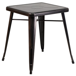 Commercial Grade 23.75" Square Black-Antique Gold Metal Indoor-Outdoor Table Commercial Grade 23.75" Square Black-Antique Gold Metal Indoor-Outdoor Table