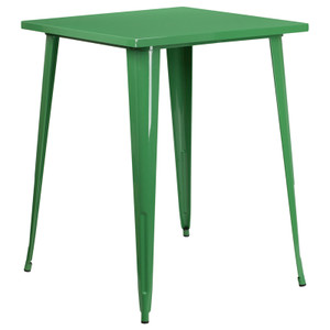 Commercial Grade 31.5" Square Green Metal Indoor-Outdoor Bar Height Table Commercial Grade 31.5" Square Green Metal Indoor-Outdoor Bar Height Table