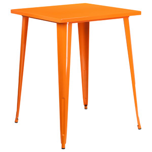 Commercial Grade 31.5" Square Orange Metal Indoor-Outdoor Bar Height Table Commercial Grade 31.5" Square Orange Metal Indoor-Outdoor Bar Height Table