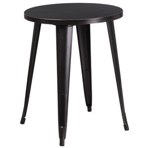 Commercial Grade 24" Round Black-Antique Gold Metal Indoor-Outdoor Table Commercial Grade 24" Round Black-Antique Gold Metal Indoor-Outdoor Table