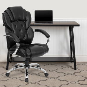 High Back Transitional Style Black LeatherSoft Executive Swivel Office Chair with Arms High Back Transitional Style Black LeatherSoft Executive Swivel Office Chair with Arms