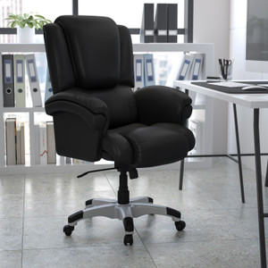 High Back Black LeatherSoft OverStuffed Executive Swivel Ergonomic Office Chair with Fully Upholstered Arms High Back Black LeatherSoft OverStuffed Executive Swivel Ergonomic Office Chair with Fully Upholstered Arms