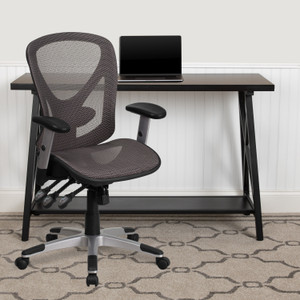Mid-Back Transparent Gray Mesh Multifunction Executive Swivel Ergonomic Office Chair with Adjustable Arms Mid-Back Transparent Gray Mesh Multifunction Executive Swivel Ergonomic Office Chair with Adjustable Arms