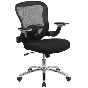 Mid-Back Black Mesh Executive Swivel Ergonomic Office Chair with Height Adjustable Flip-Up Arms Mid-Back Black Mesh Executive Swivel Ergonomic Office Chair with Height Adjustable Flip-Up Arms