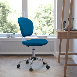 Mid-Back Turquoise Mesh Padded Swivel Task Office Chair with Chrome Base Mid-Back Turquoise Mesh Padded Swivel Task Office Chair with Chrome Base
