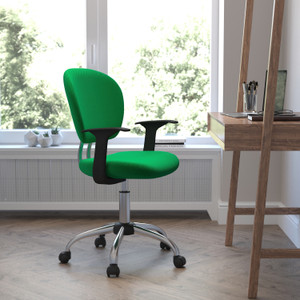 Mid-Back Bright Green Mesh Padded Swivel Task Office Chair with Chrome Base and Arms Mid-Back Bright Green Mesh Padded Swivel Task Office Chair with Chrome Base and Arms