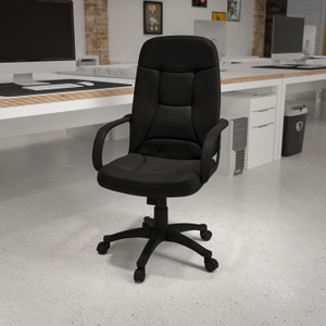 High Back Black Glove Vinyl Executive Swivel Office Chair with Arms High Back Black Glove Vinyl Executive Swivel Office Chair with Arms