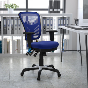Mid-Back Blue Mesh Multifunction Executive Swivel Ergonomic Office Chair with Adjustable Arms Mid-Back Blue Mesh Multifunction Executive Swivel Ergonomic Office Chair with Adjustable Arms