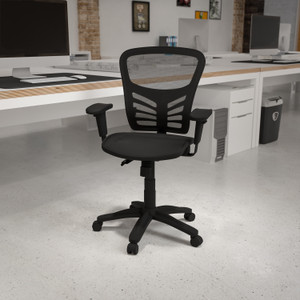 Mid-Back Transparent Black Mesh Multifunction Executive Swivel Ergonomic Office Chair with Adjustable Arms Mid-Back Transparent Black Mesh Multifunction Executive Swivel Ergonomic Office Chair with Adjustable Arms