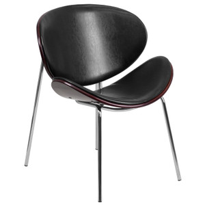 Mahogany Bentwood Leisure Side Reception Chair with Black LeatherSoft Seat Mahogany Bentwood Leisure Side Reception Chair with Black LeatherSoft Seat