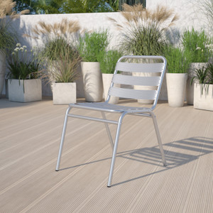 Commercial Aluminum Indoor-Outdoor Restaurant Stack Chair with Triple Slat Back Commercial Aluminum Indoor-Outdoor Restaurant Stack Chair with Triple Slat Back