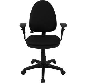 Mid-Back Black Fabric Multifunction Swivel Ergonomic Task Office Chair with Adjustable Lumbar Support & Arms Mid-Back Black Fabric Multifunction Swivel Ergonomic Task Office Chair with Adjustable Lumbar Support & Arms