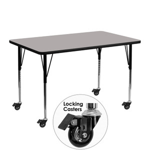Mobile 24''W x 48''L Rectangular Grey HP Laminate Activity Table - Standard Height Adjustable Legs Mobile 24''W x 48''L Rectangular Grey HP Laminate Activity Table - Standard Height Adjustable Legs
