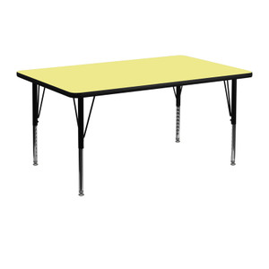 24''W x 48''L Rectangular Yellow Thermal Laminate Activity Table - Height Adjustable Short Legs 24''W x 48''L Rectangular Yellow Thermal Laminate Activity Table - Height Adjustable Short Legs