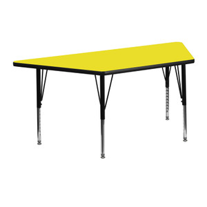 25''W x 45''L Trapezoid Yellow HP Laminate Activity Table - Height Adjustable Short Legs 25''W x 45''L Trapezoid Yellow HP Laminate Activity Table - Height Adjustable Short Legs