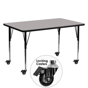 Mobile 24''W x 60''L Rectangular Grey HP Laminate Activity Table - Standard Height Adjustable Legs Mobile 24''W x 60''L Rectangular Grey HP Laminate Activity Table - Standard Height Adjustable Legs