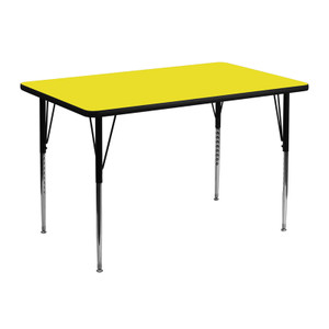 30''W x 48''L Rectangular Yellow HP Laminate Activity Table - Standard Height Adjustable Legs 30''W x 48''L Rectangular Yellow HP Laminate Activity Table - Standard Height Adjustable Legs