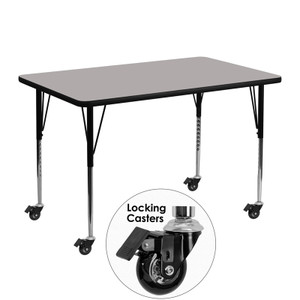 Mobile 30''W x 48''L Rectangular Grey HP Laminate Activity Table - Standard Height Adjustable Legs Mobile 30''W x 48''L Rectangular Grey HP Laminate Activity Table - Standard Height Adjustable Legs