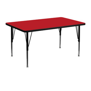 30''W x 48''L Rectangular Red HP Laminate Activity Table - Height Adjustable Short Legs 30''W x 48''L Rectangular Red HP Laminate Activity Table - Height Adjustable Short Legs