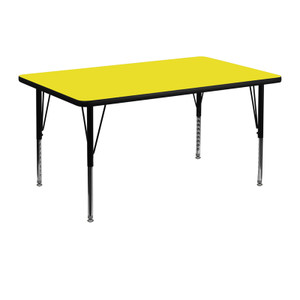 30''W x 48''L Rectangular Yellow HP Laminate Activity Table - Height Adjustable Short Legs 30''W x 48''L Rectangular Yellow HP Laminate Activity Table - Height Adjustable Short Legs