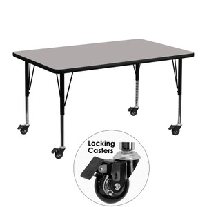 Mobile 30''W x 48''L Rectangular Grey HP Laminate Activity Table - Height Adjustable Short Legs Mobile 30''W x 48''L Rectangular Grey HP Laminate Activity Table - Height Adjustable Short Legs