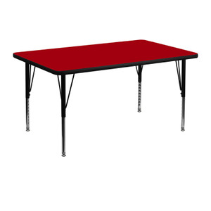 30''W x 48''L Rectangular Red Thermal Laminate Activity Table - Height Adjustable Short Legs 30''W x 48''L Rectangular Red Thermal Laminate Activity Table - Height Adjustable Short Legs